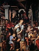 Jan van der Straet An Alchemists Laboratory oil